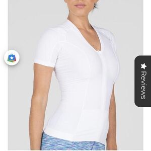 NWT ALIGNMED WHITE ZIPPER SHORT SLEEVE WOMENS MEDIUM